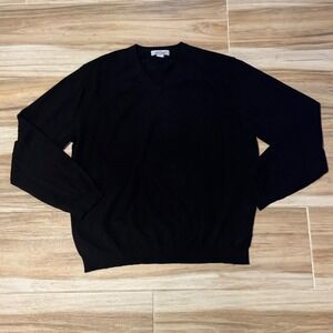 Stafford Executive Mens XL Black 100% Cashmere V-Neck Long Sleeve Sweater